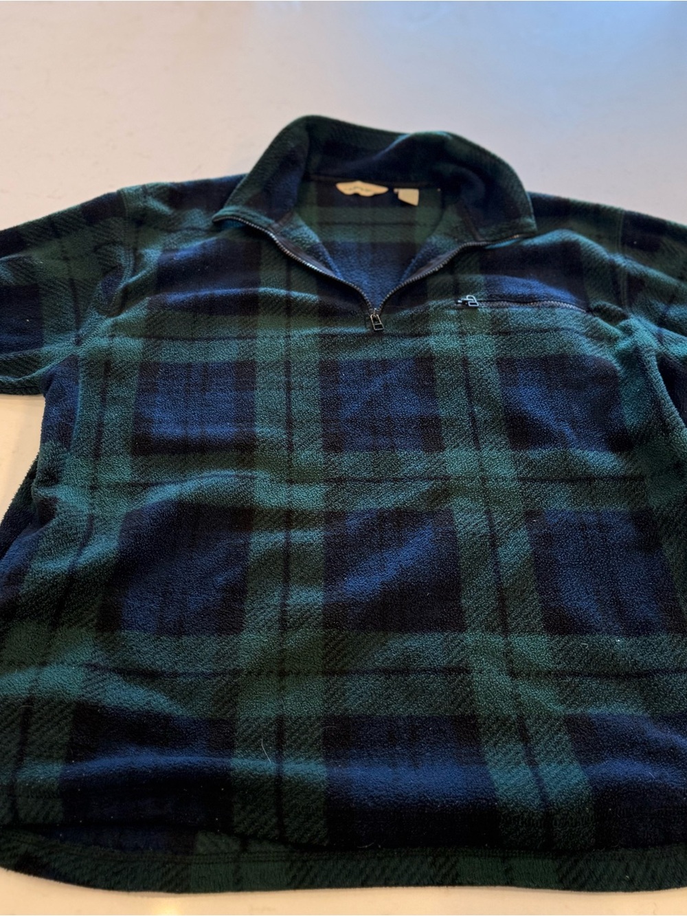 G.H. Bass & Co. Black & Green Plaid Half-Zip Fleece Pullover